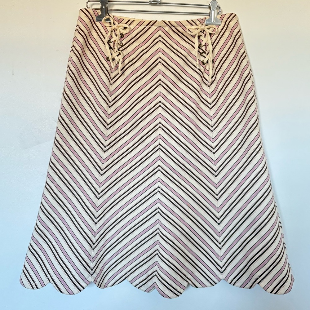 VINTAGE WOVEN STRIPED MIDI
SKIRT